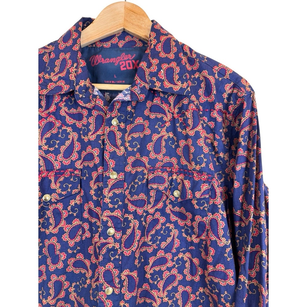 Wrangler 20X Women's Size‎ L 100% Cotton Paisley Pearl Snap Western Cowboy Rodeo